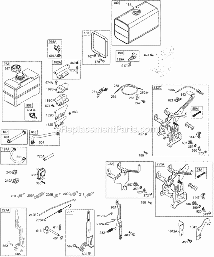Page E Diagram and Parts List for 196402-0165-01  Briggs and Stratton Engine
